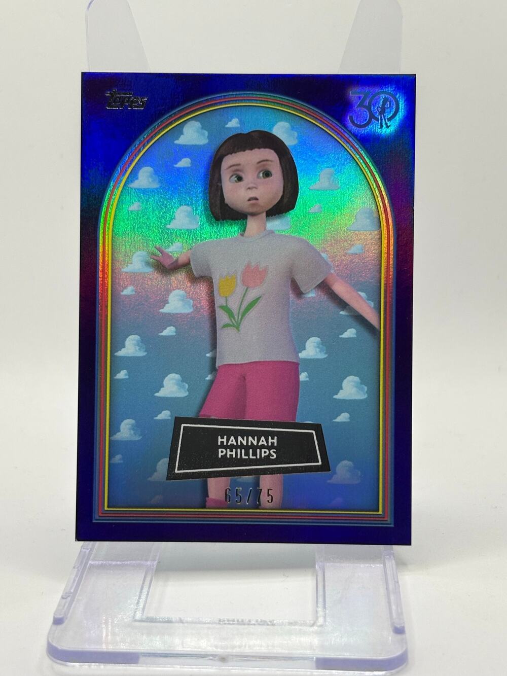 2025 Topps 30 Years of Toy Story Hannah Phillips Purple Foil Refractor 65/75 SP